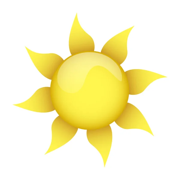 Sol amarelo sobre um fundo branco — Vetor de Stock