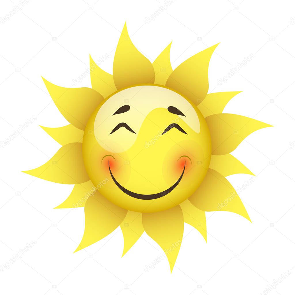 smiling yellow sun on a white background