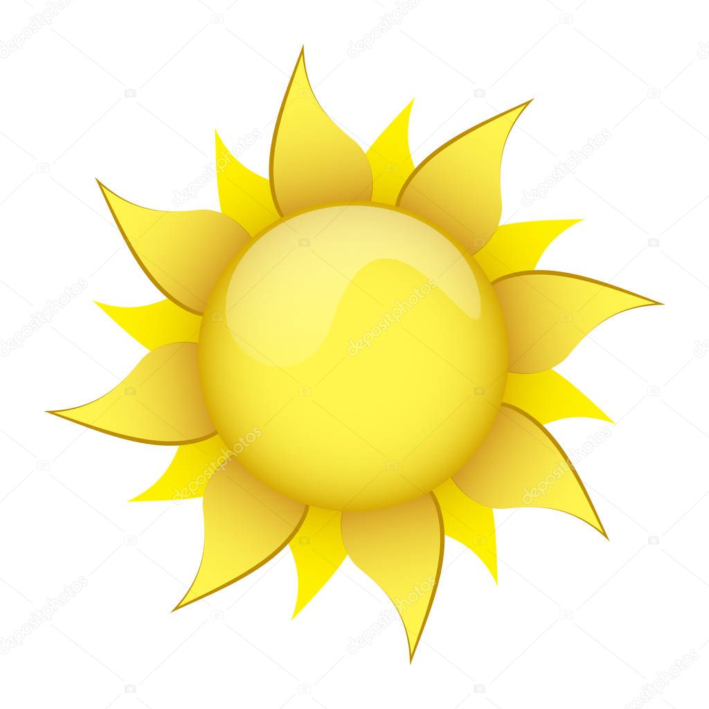 yellow sun on a white background isolated