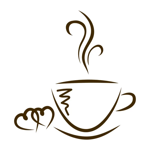 Web Icon Tazze Caffè Cuori Isolati — Vettoriale Stock