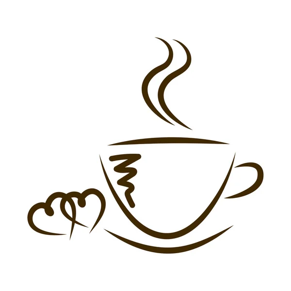 Web Icon Tazze Caffè Cuori Isolati — Vettoriale Stock