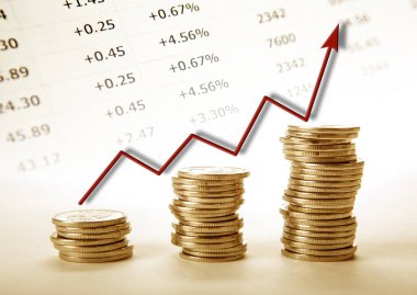 üç deste paralar kırmızı diyagramı ilerleme ile yakın çekim