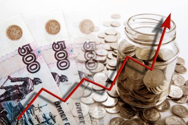 para faturaları ve paralar bir banka ile iş hala yaşam ve bir grafik ilerleme kapat