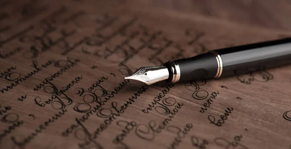 Fountain Pen Letter Text Close — Stock Photo, Image