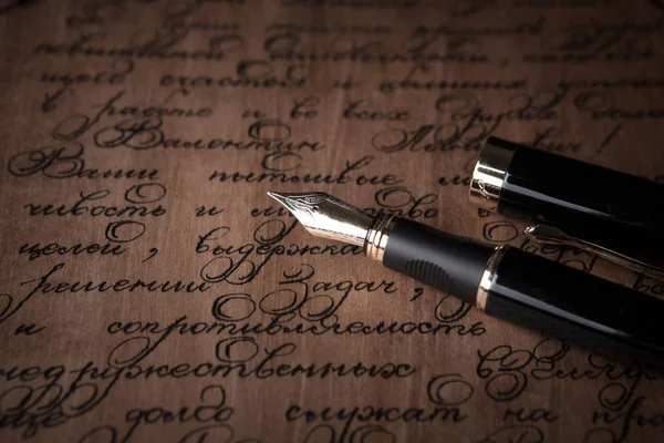 Fountain Pen Letter Text Close — Stock Photo, Image