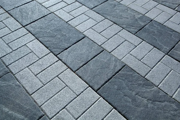 City Rectangular Gray Paving Tiles Close — Stock Photo, Image