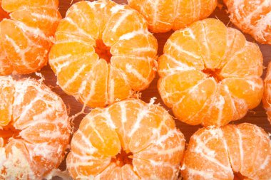 demet taze soyulmuş mandalina veya mandalina üstten görünüm