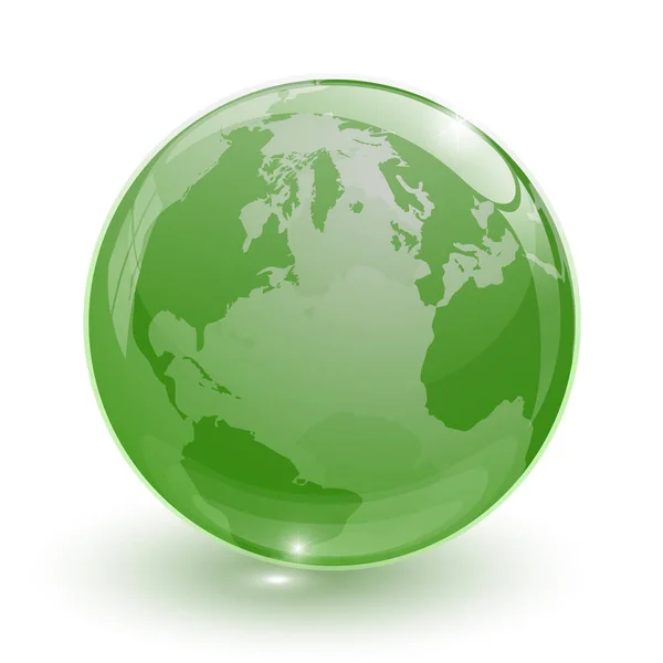 Verde Transparente Globo Terra Vidro Isolado — Vetor de Stock