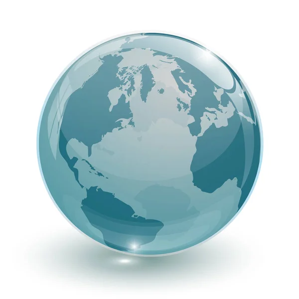 Azul Transparente Globo Terra Vidro Isolado — Vetor de Stock