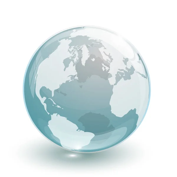 Blue Transparent Glass Earth Globe Isolated — Stock Vector