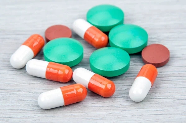 Background Many Multi Colored Medical Pills Close — Stock Photo, Image