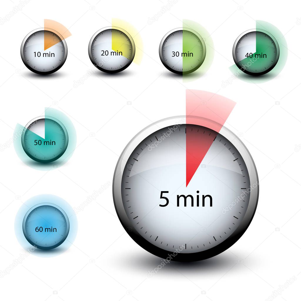 stopwatch with expiring time n minutes web icon isolated
