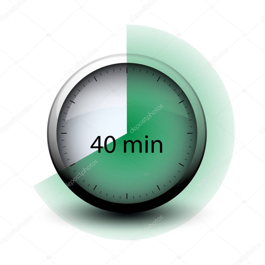 stopwatch with expiring time 40 minutes web icon isolated