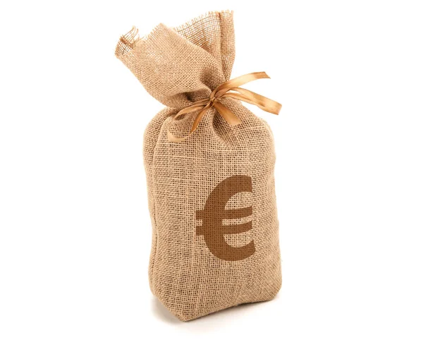 Big bag of European currency on a white background isolated — Stock Photo, Image