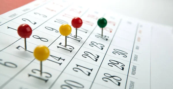 Wall calendar with number of days needles — Stock Photo, Image