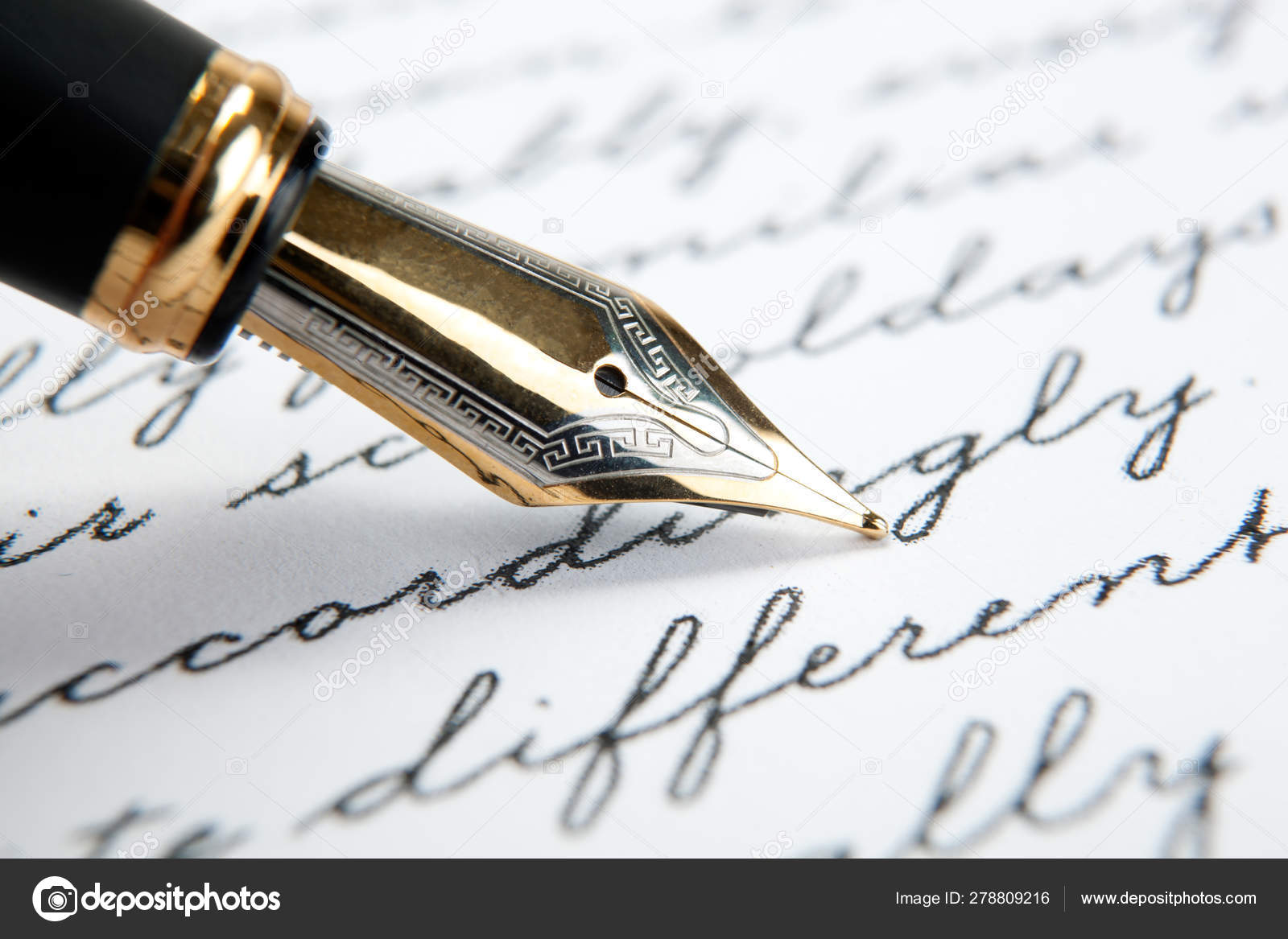 Fountain pen on paper with ink text Stock Photo by ©mizar_219842 278809216