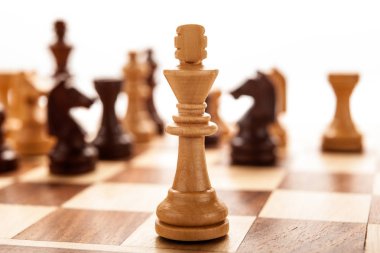 Diğer satranç parçaları karşı beyaz Kral satranç parçası
