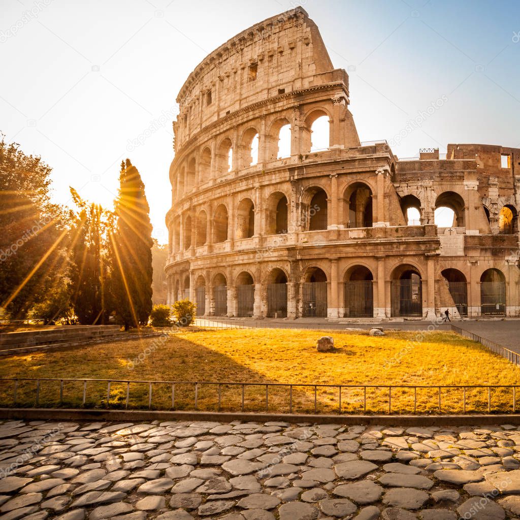 Colosseum at sunrise, Rome, Italy, Europe