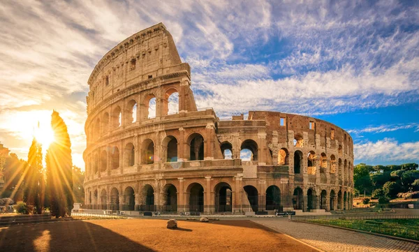 Coliseu Nascer Sol Roma Itália Europa Roma Antiga Arena Lutas — Fotografia de Stock