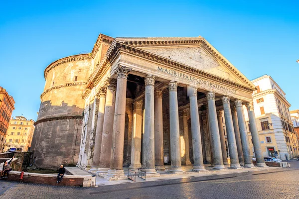 Pantheon Soluppgången Rom Italien Europa Roms Antika Tempel Alla Gudarna — Stockfoto