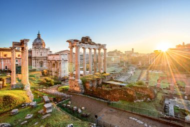 Roma Forumu gündoğumunda, Roma, İtalya.