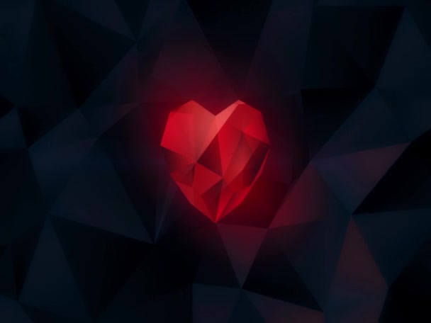 Animation Cœur Polygonal Avec Fond Polygonal — Video