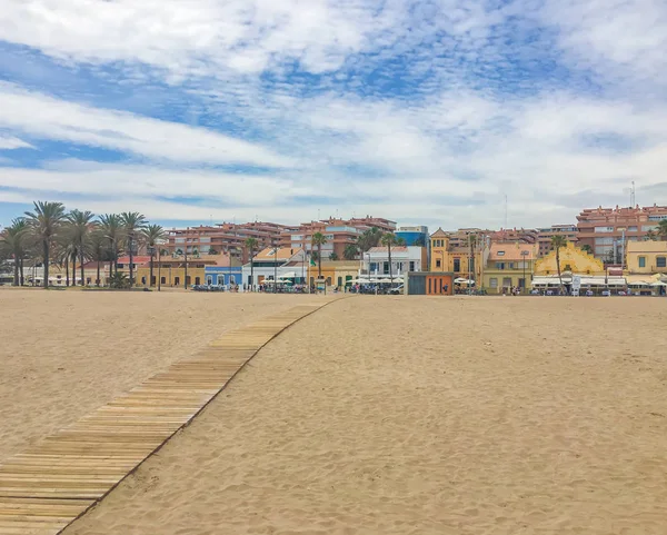 Vista Ciudad Playa España Cielo Azul Edificios Españoles — Foto de Stock