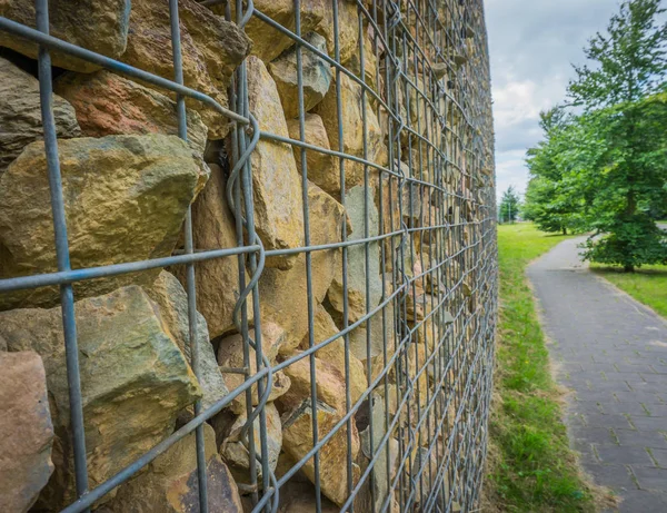 Zbliżenie Kosz Wypełniony Kamienie Drogi Tekstura Tło — Zdjęcie stockowe