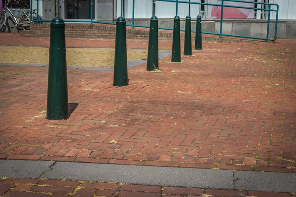 Strada Paesaggistica Della Città Con Pali Verdi Pavimentazione Modello — Foto Stock