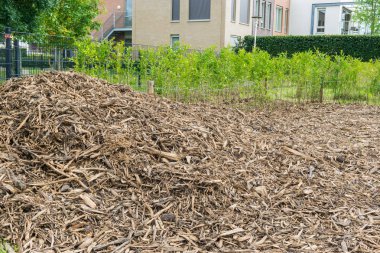 talaş büyük bir yığın üzerinde Kapat