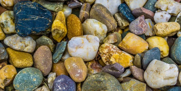 Różne Kolorowe Pebble Stones Makro Bliska Tekstura Tło — Zdjęcie stockowe