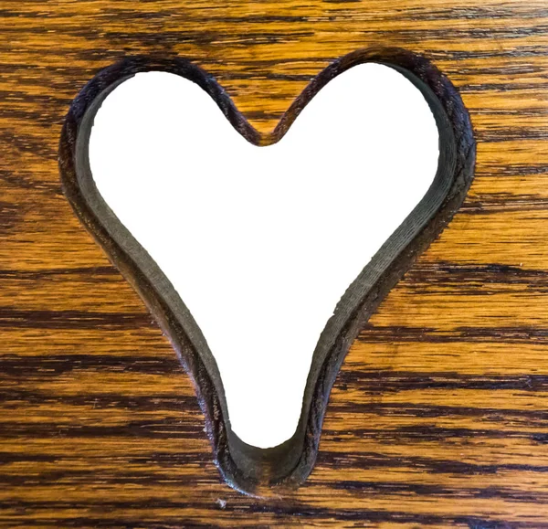 Corazón San Valentín Cortado Una Estructura Madera Marrón Textura Fondo — Foto de Stock