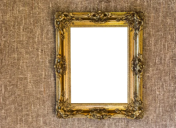 Empty Expensive Looking Antique Golden Painting Frame Work Hanging Jute — Stock Photo, Image