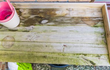 boş ahşap Bahçe masa el bazı ahşap plakalar dışında hazırlanmış