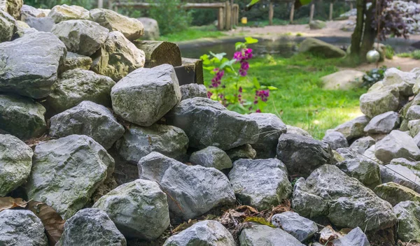 Piedra Cal Rocas Apiladas Jardín Hermoso Fondo Textura Decorativa —  Fotos de Stock