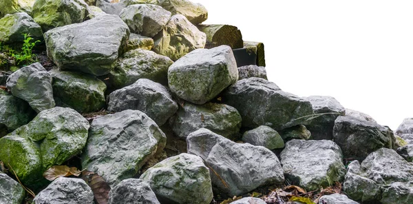 Куча Известняка Камни Крупном Плане Изолированы Белом Фоне Красивый Сад — стоковое фото