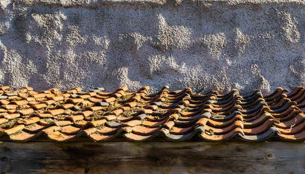 Roof Top Old Dirty Tiling Colors Orange Black — Stock Photo, Image