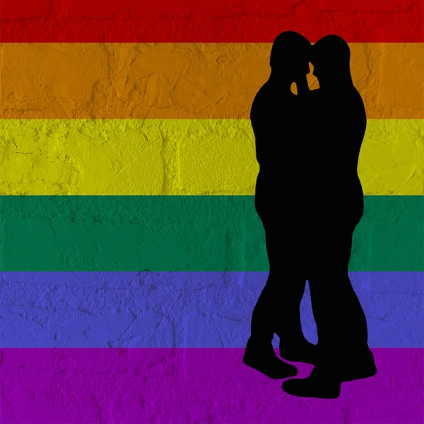 Silhueta Gay Casal Dançando Muito Íntimo Lgbt Valentines Dia Conceito — Fotografia de Stock