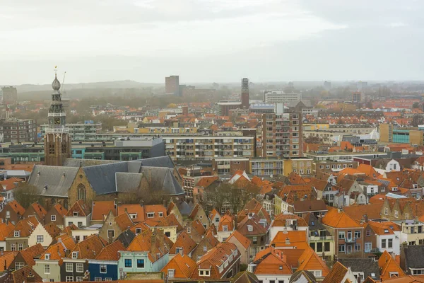 Línea Del Cielo Ciudad Popular Vlissingen Con Torre Del Reloj — Foto de Stock