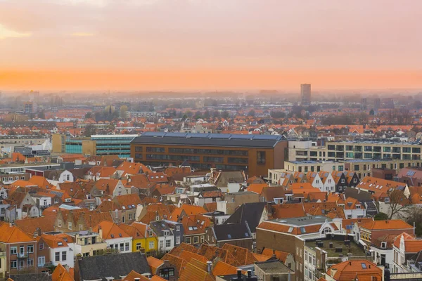 Stadtsilhouette Von Vlissingen Bei Sonnenuntergang Eine Beliebte Stadt Meer Zeeland — Stockfoto