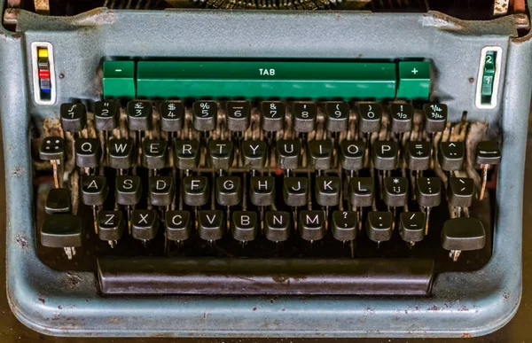 closeup of the keyboard of a old type writer machine, Vintage journalism equipment