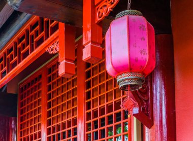 Bir Japon fener, geleneksel lamba dekorasyon, Asya yeni yıl geleneği closeup