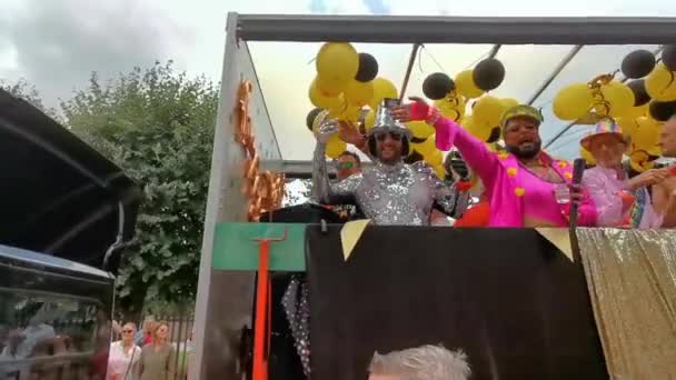 Trailer Feste Con Persone Vestite Festaiole Gay Pride Parade Anversa — Video Stock