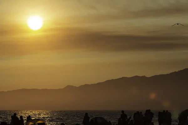 Belo Pôr Sol Sobre Santa Monica Califórnia — Fotografia de Stock