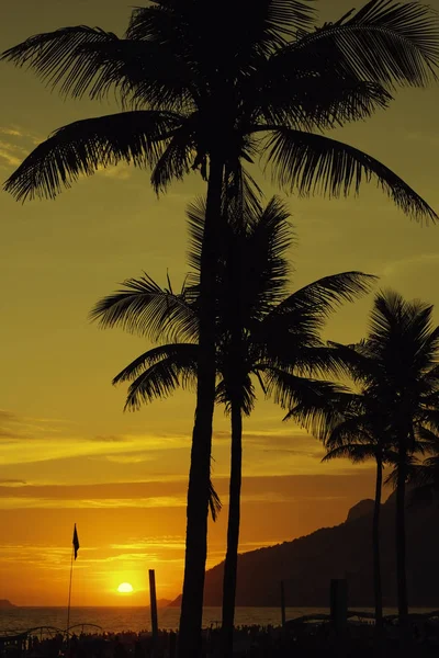 Ipanema Plajı Rio de Janeiro üzerinden günbatımı