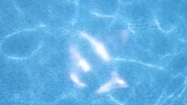 Blue Water Swimming Pool Reflecting Sun — Stock Video