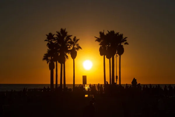 Úžasný Západ Slunce Nad Venice Beach Kalifornii — Stock fotografie