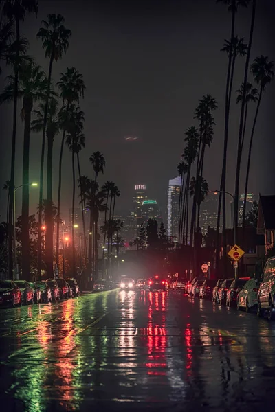 Los Angeles Regen Nachts — Stockfoto