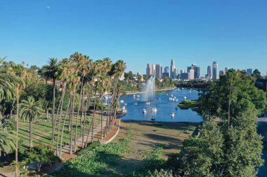 Aerial view of Echo Park in Los Angeles California clipart