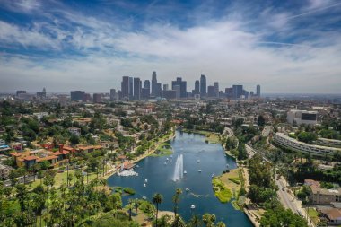 Echo Park'tan Los Angeles'ın havadan görünümü